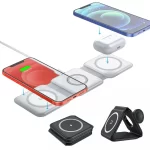 3 In 1 Magnetic Foldable Desk Phone Charger For Iphone Series 15w Fast Charging Wireless Charger